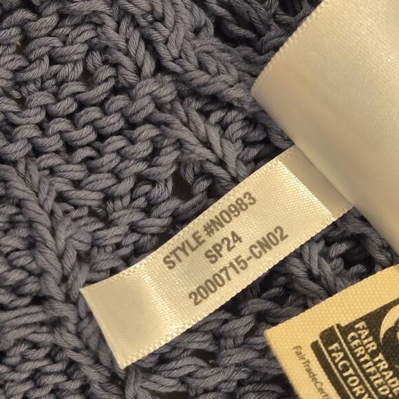 Madewell Blue Open Stitch Cable Cotton Cardigan 3-Button V-Neck Sweater - Sz Med - Picture 8 of 8